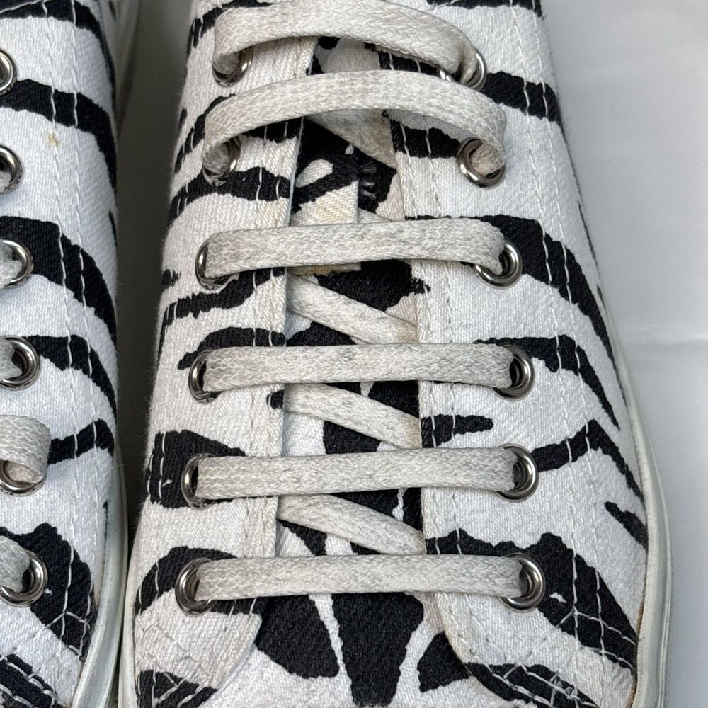 Saint Laurent Paris Zebra Print Low Top Sneakers Canvas Shoes New Box Dust Bag - Picture 11 of 16